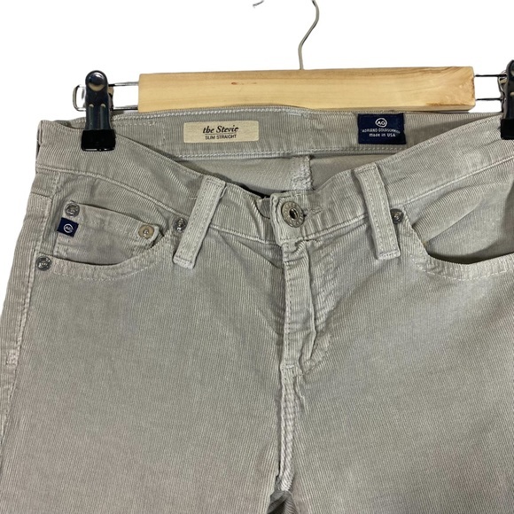 AG Adriano Goldschmied  Women 25 Corduroy Pants The Stevie Slim Straight Gray - Picture 2 of 11